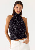 Solene Chiffon Top - Black Polkadot