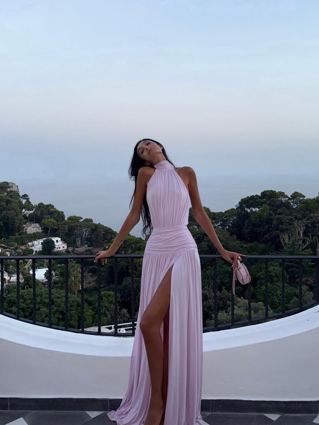 Beverly Hills Halterneck Maxi Dress - Blush