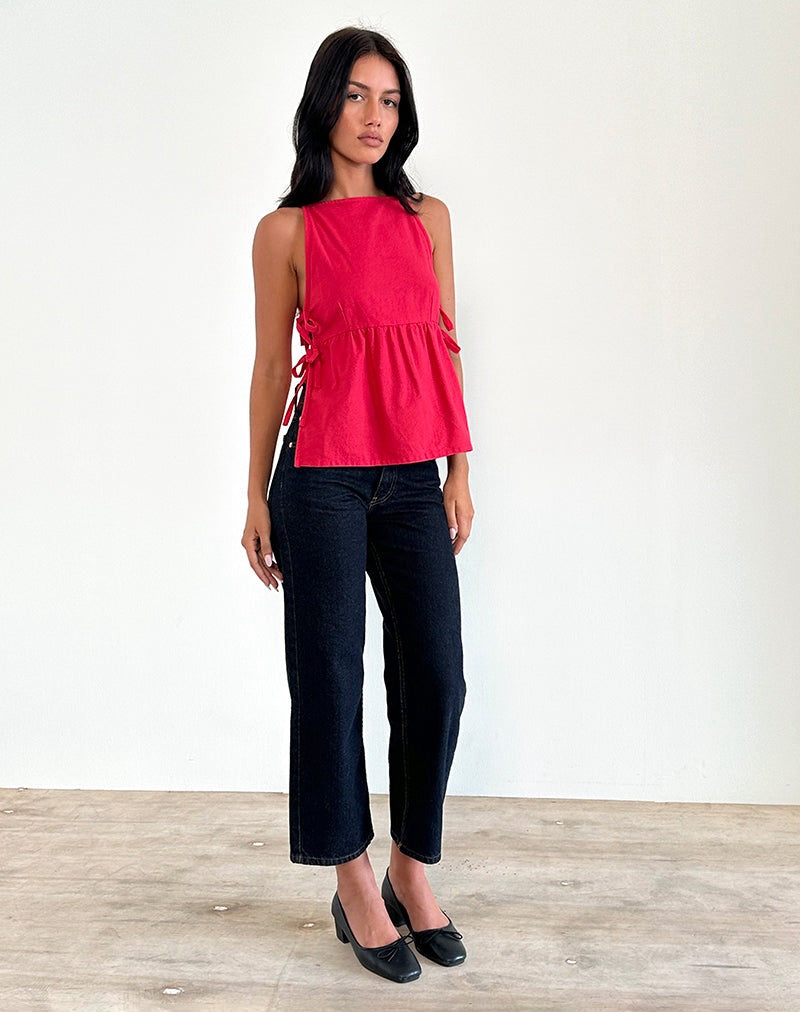 Sienna Tie-Side Top - Red
