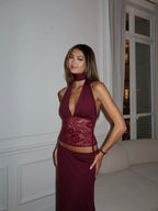 Virelle Lace Top - Maroon