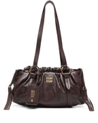 Miu Miu Joie Nappa Leather Shoulder Bag - Dark Brown