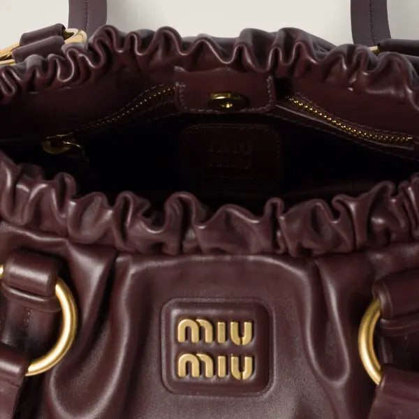 Miu Miu Joie Nappa Leather Shoulder Bag - Dark Brown