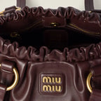 Miu Miu Joie Nappa Leather Shoulder Bag - Dark Brown