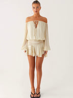 Blair Balloon Sleeve Mini Dress - Ivory