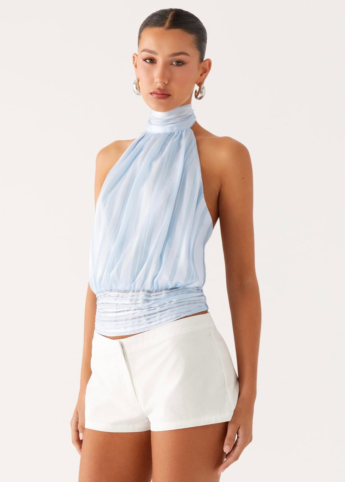 Solene Chiffon Top - Blue