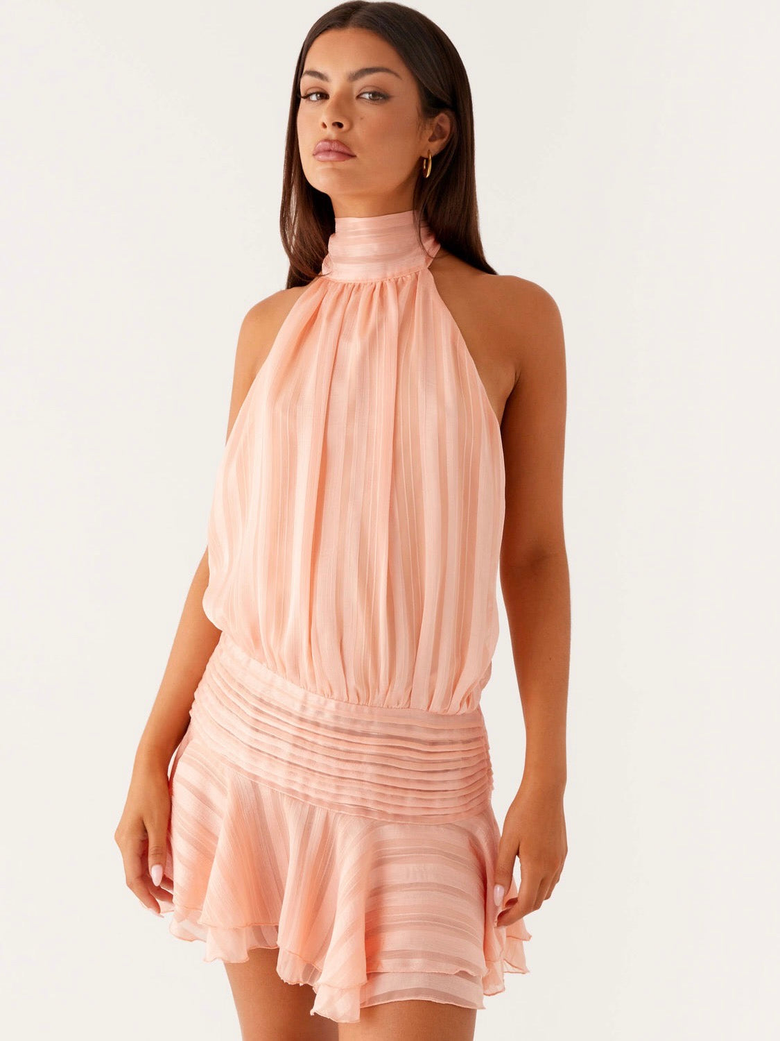 Solene Chiffon Mini Dress - Blush