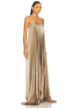 L’Idee Black Tie Gown Fully Pleated - Gold Shimmer