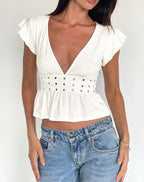 Esmé Frill Top - White