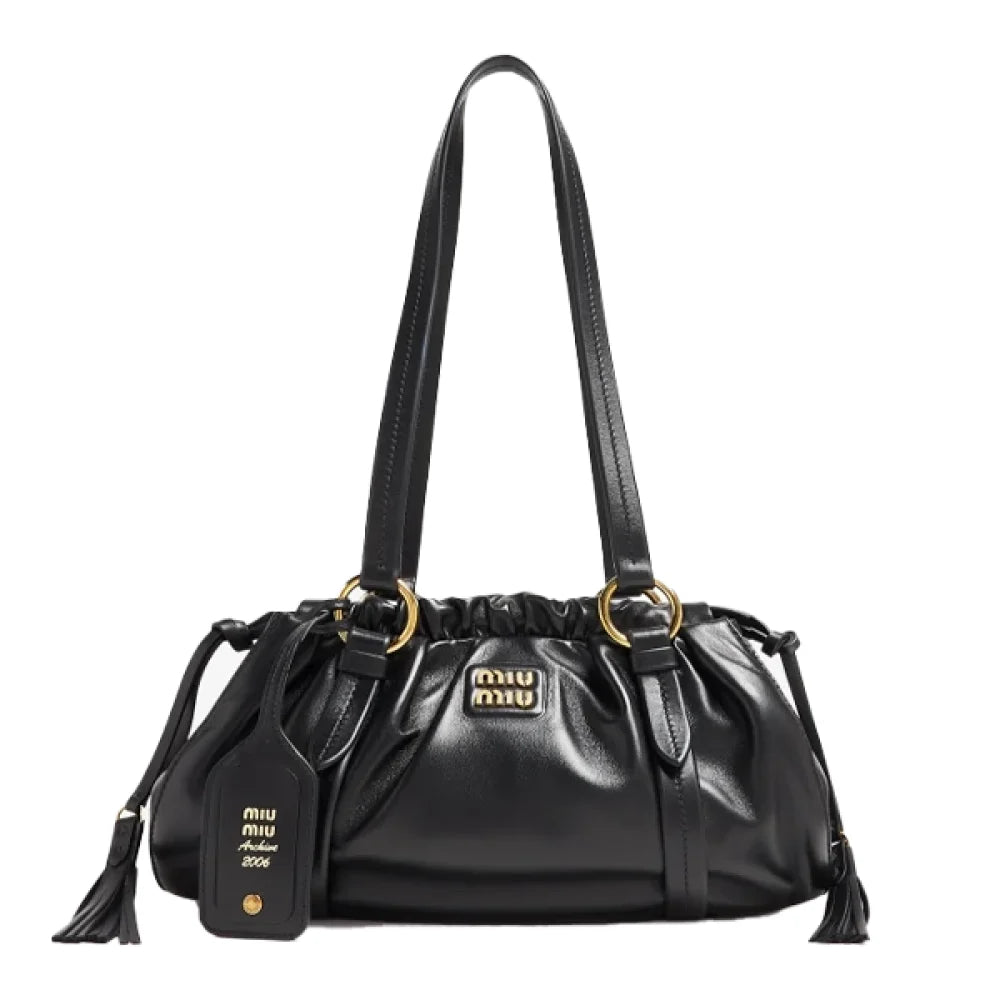 Miu Miu Joie Nappa Leather Shoulder Bag - Black