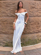 Melany Maxi Dress - White Polka Dot