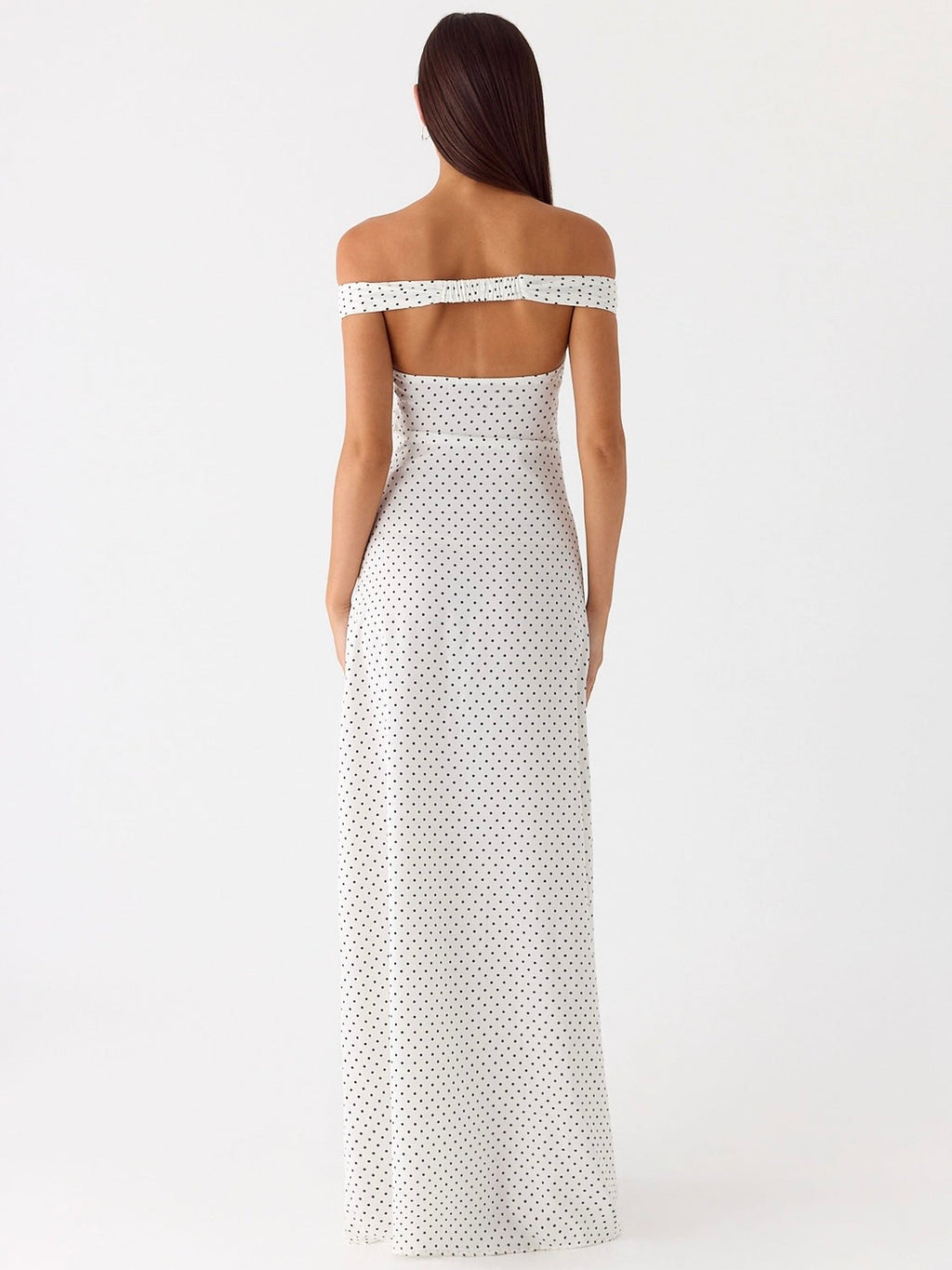 Melany Maxi Dress - White Polka Dot