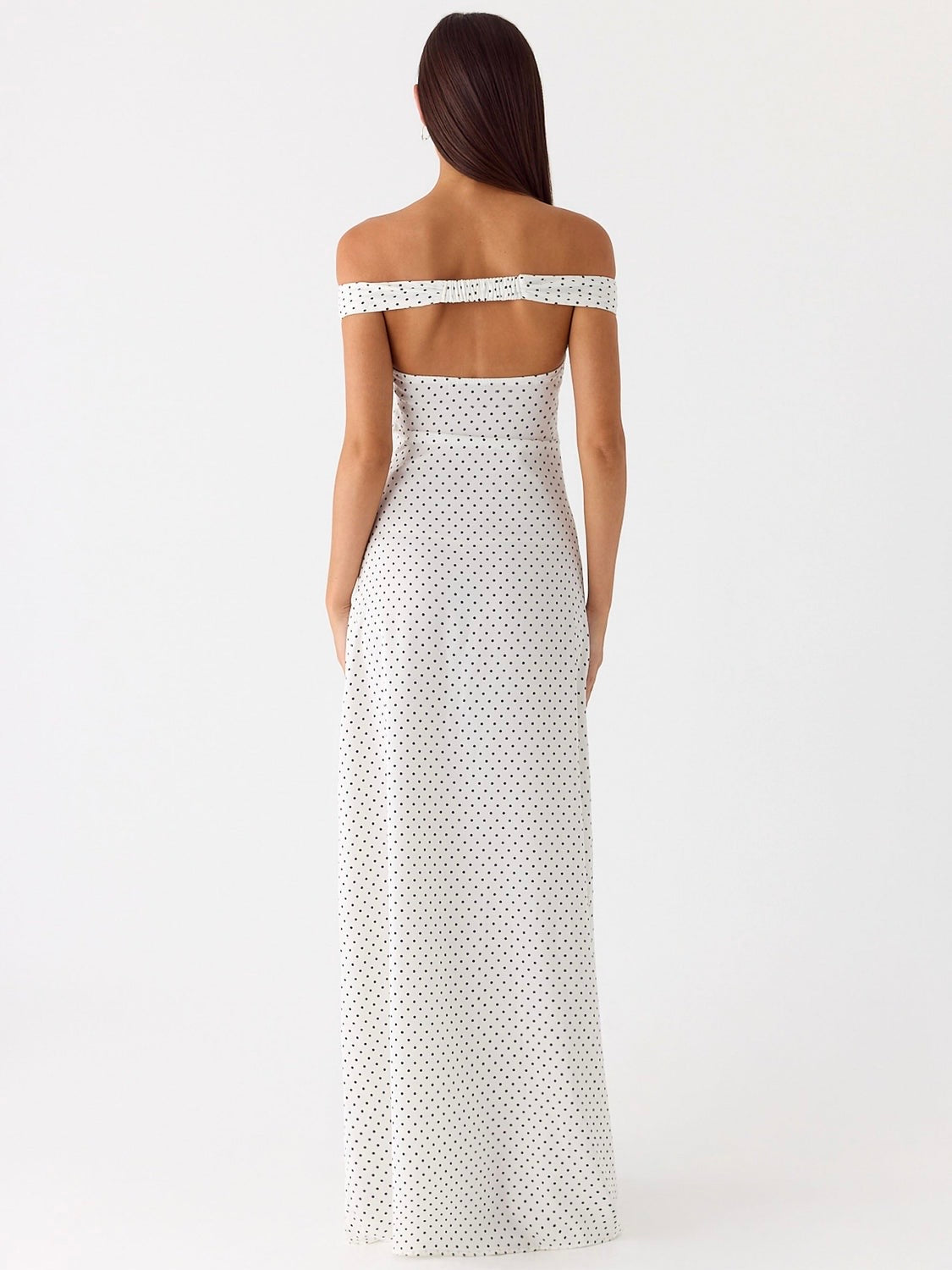 Melany Maxi Dress - White Polka Dot