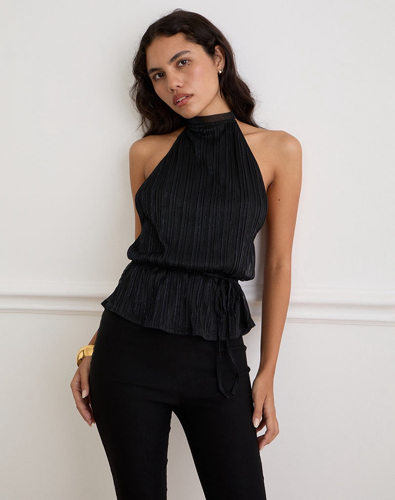 Brienna Shimmer Top - Black