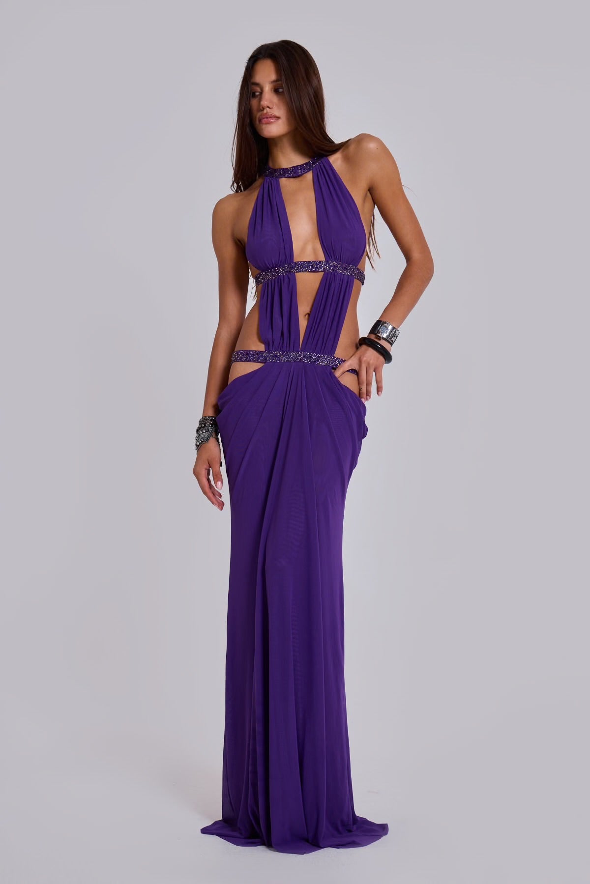 6AM Cut Out Maxi Dress - Purple