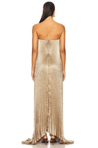 L’Idee Black Tie Gown Fully Pleated - Gold Shimmer