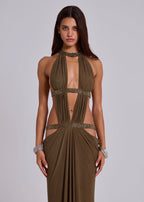 6AM Cut Out Maxi Dress - Brown
