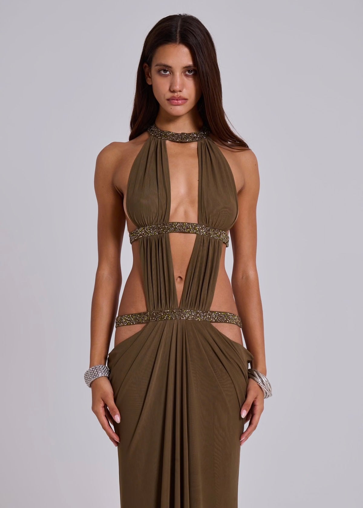 6AM Cut Out Maxi Dress - Brown