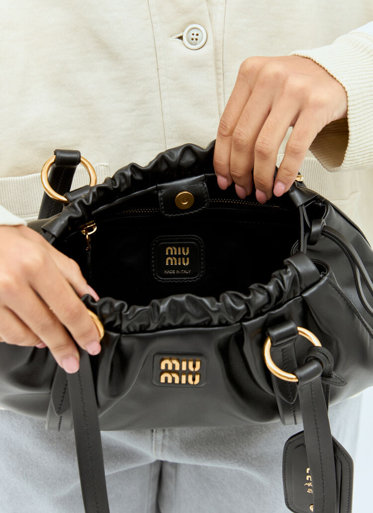 Miu Miu Joie Nappa Leather Shoulder Bag - Black