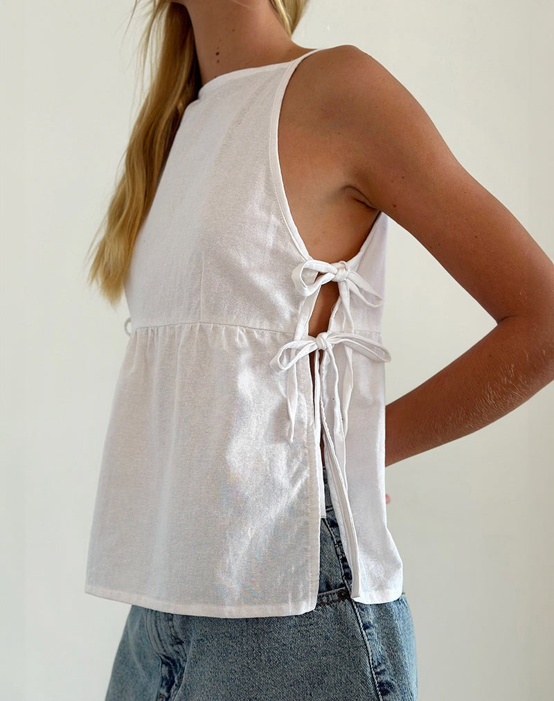 Sienna Tie-Side Top - White