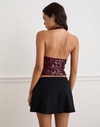 Cosette Halter Sequin Top - Maroon