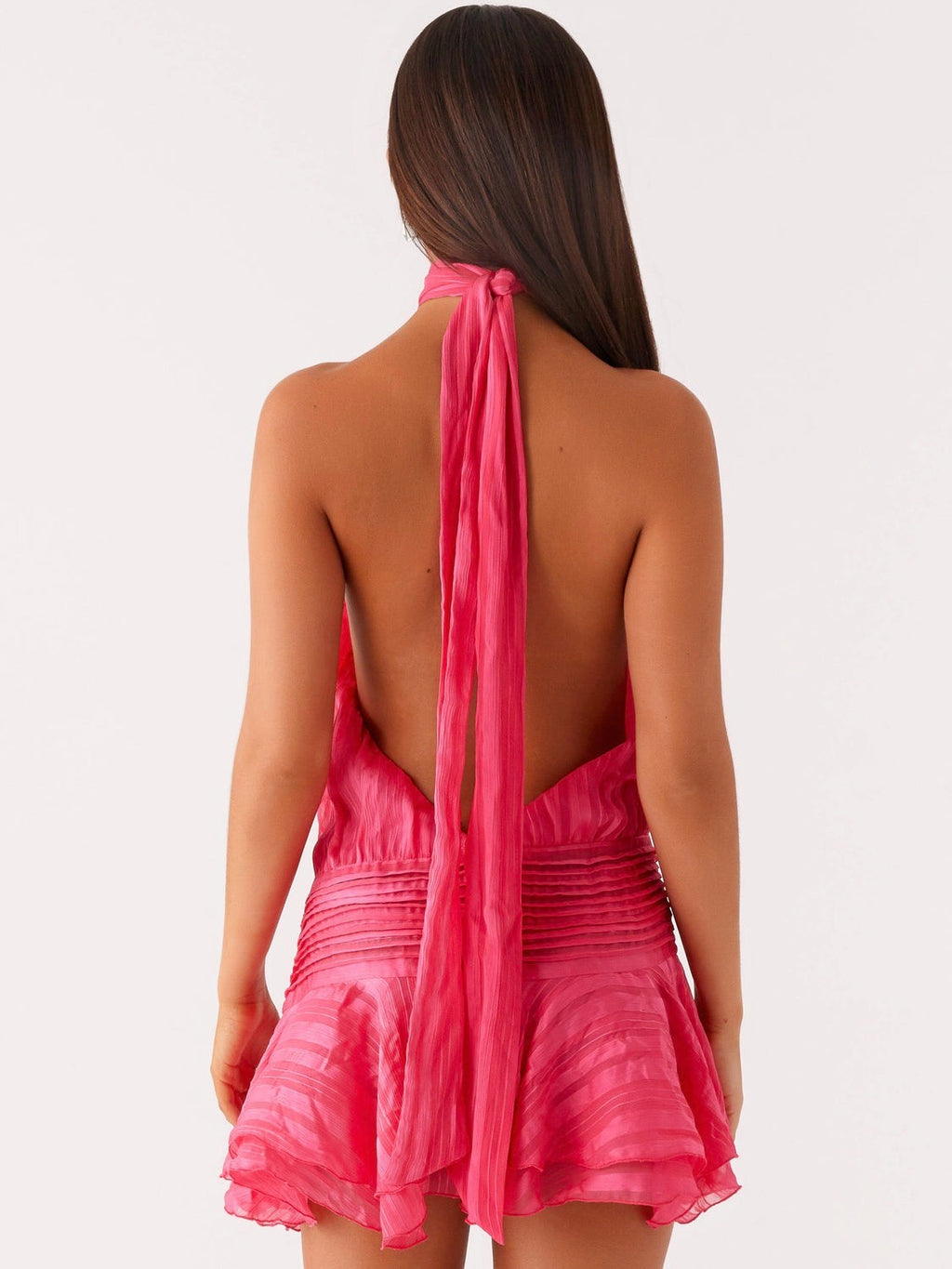 Solene Chiffon Mini Dress - Fuchsia