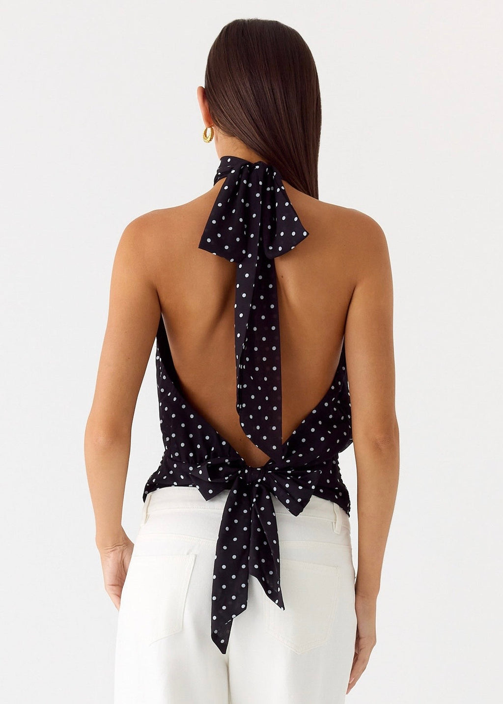 Solene Chiffon Top - Black Polkadot