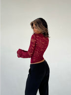 Brandy Lace Top - Maroon