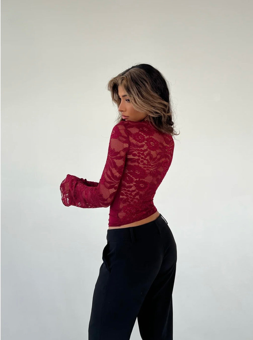 Brandy Lace Top - Maroon