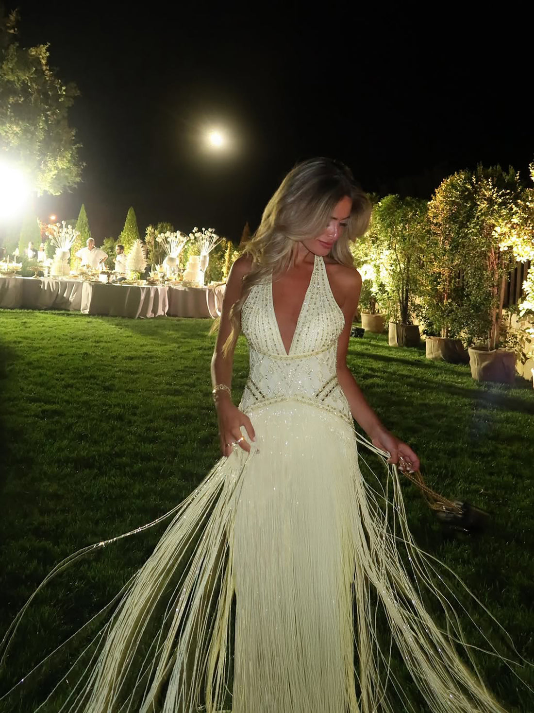 Serena Halter Fringe Maxi Dress - Butter Yellow