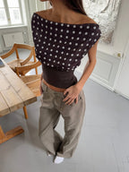 Coastline Top - Brown Polka Dot