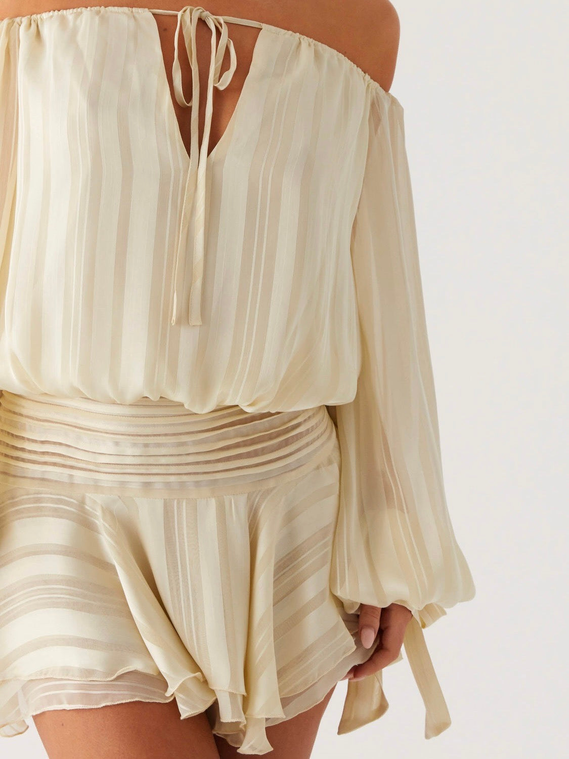 Blair Balloon Sleeve Mini Dress - Ivory