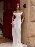 Melany Maxi Dress - White Polka Dot