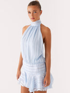 Solene Chiffon Mini Dress - Blue