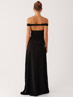 Melany Maxi Dress - Black Polka Dot