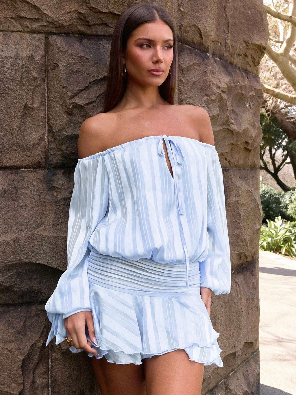 Blair Balloon Sleeve Mini Dress - Blue