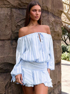 Blair Balloon Sleeve Mini Dress - Blue