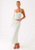Cherry Two Piece Set - White Polka Dot
