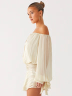 Blair Balloon Sleeve Mini Dress - Ivory