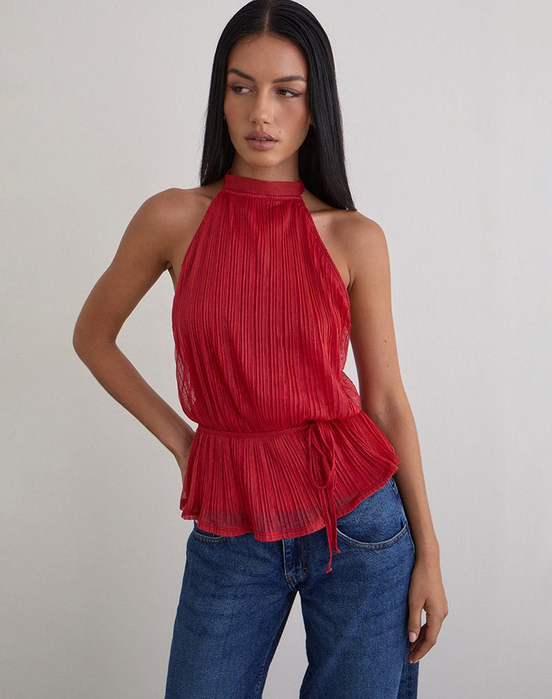 Brienna Shimmer Top - Red