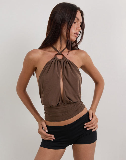 Allure Halter Top - Brown