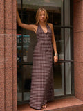 Floating Maxi Dress - Chocolate Blue Polka Dot