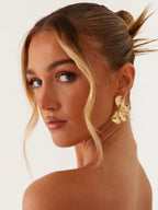 Caspian Flower Earrings - Gold