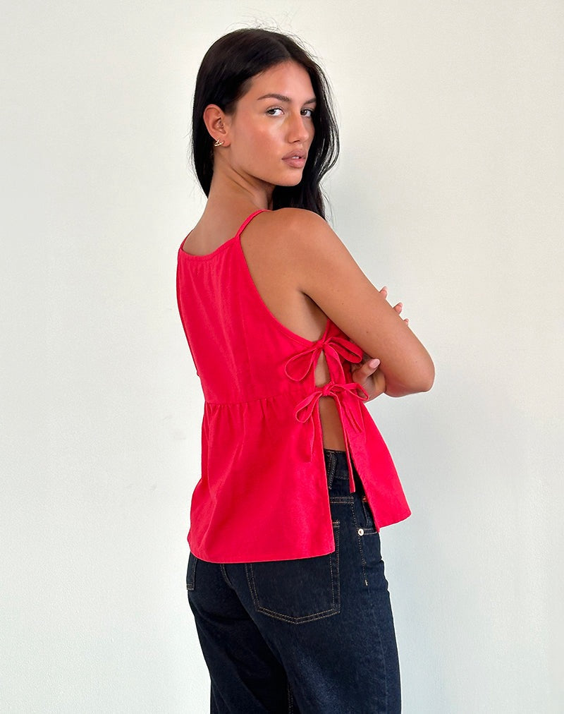 Sienna Tie-Side Top - Red