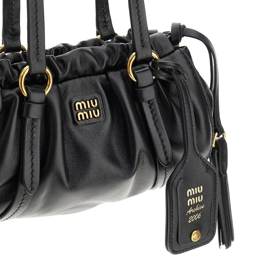 Miu Miu Joie Nappa Leather Shoulder Bag - Black