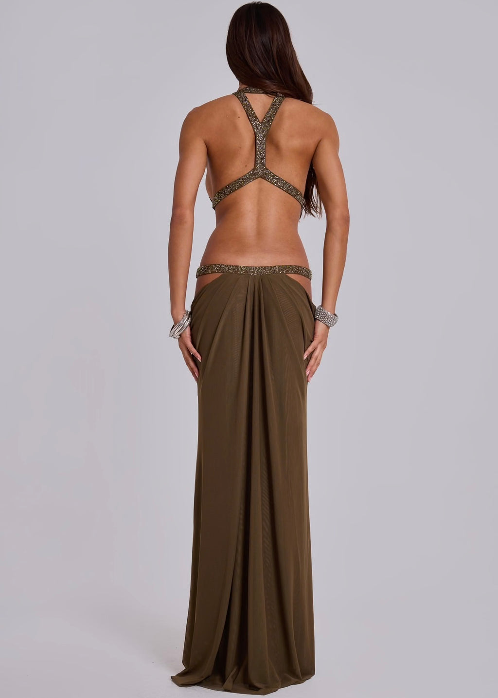 6AM Cut Out Maxi Dress - Brown