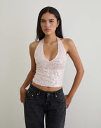 Cosette Halter Sequin Top - Blush