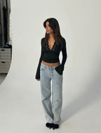 Willow Lace Long Sleeve Top - Black