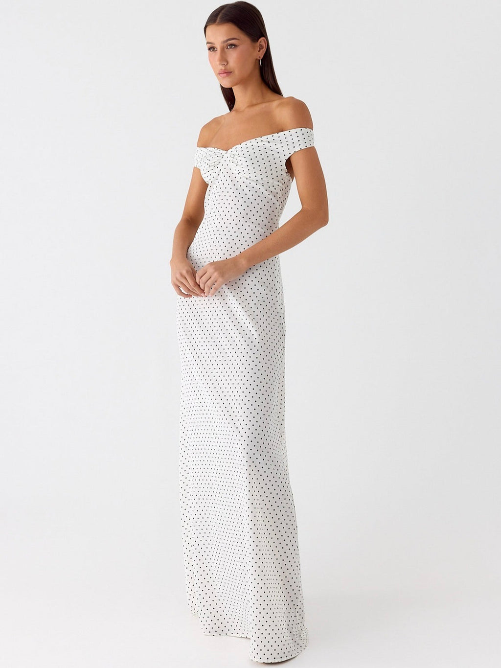 Melany Maxi Dress - White Polka Dot