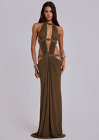 6AM Cut Out Maxi Dress - Brown
