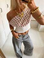 Coastline Top - White Polka Dot